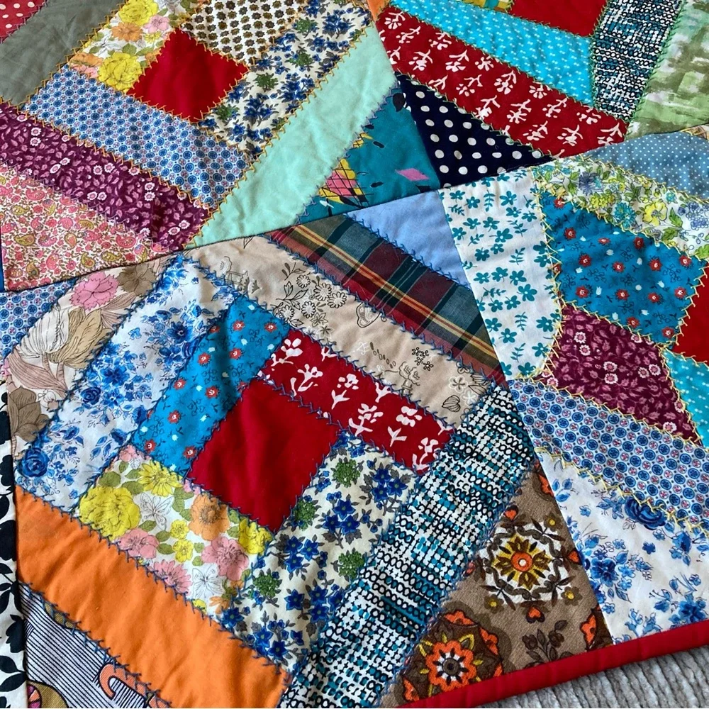 Vintage Log Cabin Quilt Baby Toddler Child‎ Patchwork Retro Cottagecore